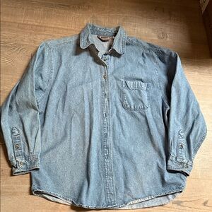 Vintage Denim Button Down Shirt Medium Weight  XL